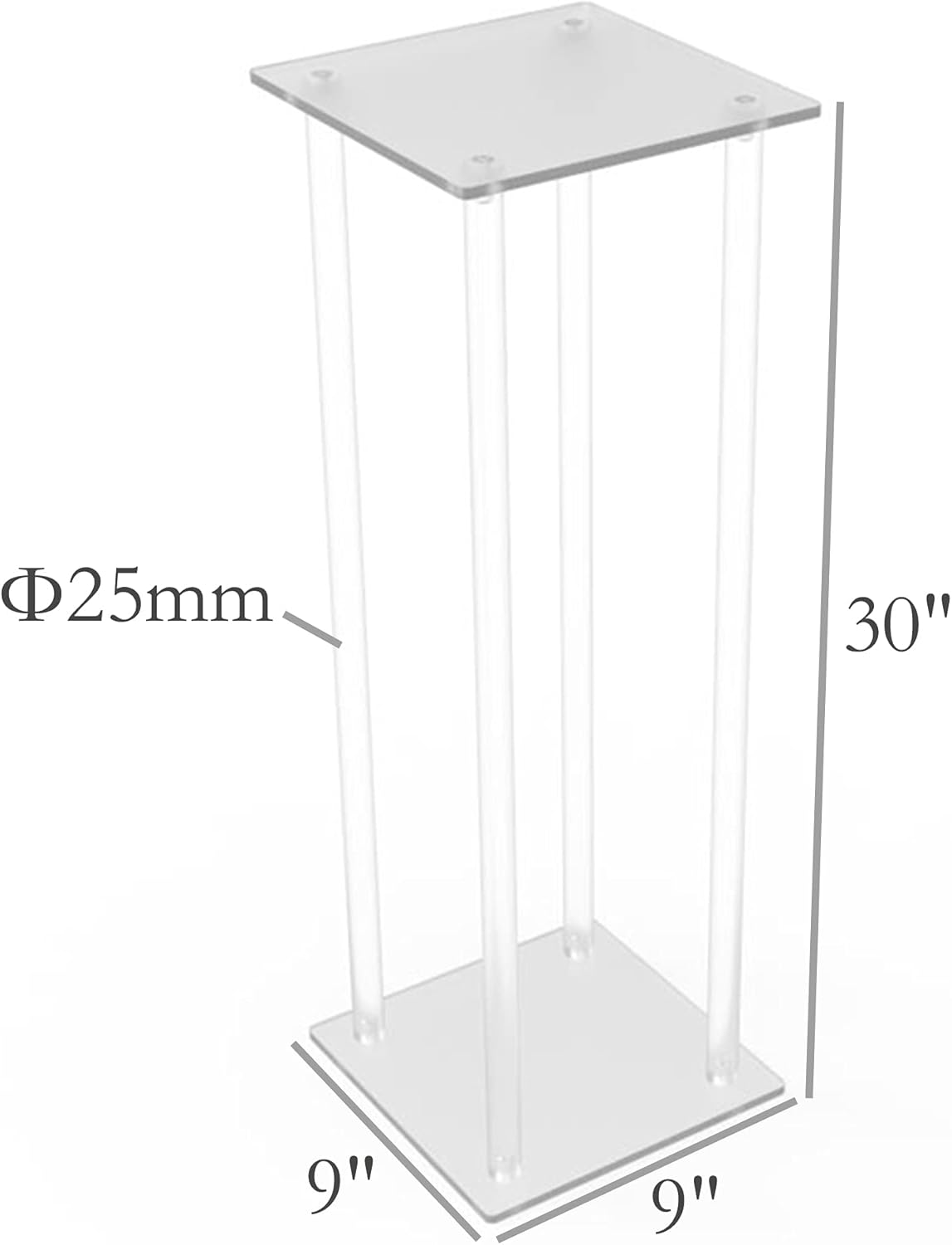 FixtureDisplays® 9 L X 9 W X 30" Tall Clear Acrylic Riser Transparent Plexiglass Pedestal Table Display Podium Glorifier Riser Stand Centerpiece Flower Sculputure Merchandise Lamp Book Stand 10098-NPF