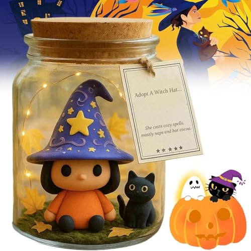 Pot décoratif Halloween avec sorcière et chat pour centre de table original - 7