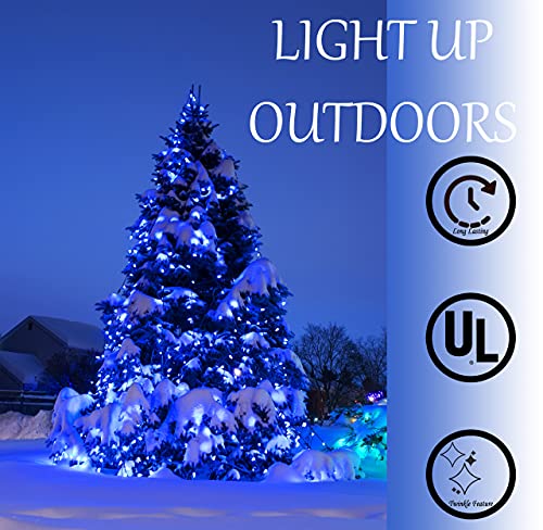100 Blue Christmas Lights, White Wire 20.6 Ft Incandescent Traditional Holiday String Light Set For Indoor Outdoor Use Christmas Tree, Home Décor, Valentine Wedding Lighting Decoration, Ul Certified #TOP2