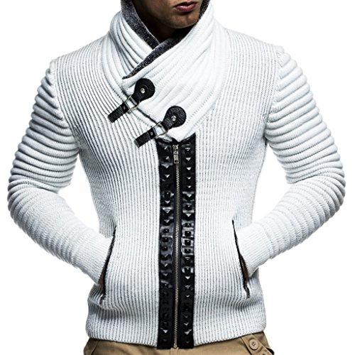 Leif Nelon LN5165 Men's Cardigan with Stud Details and Zip Front3