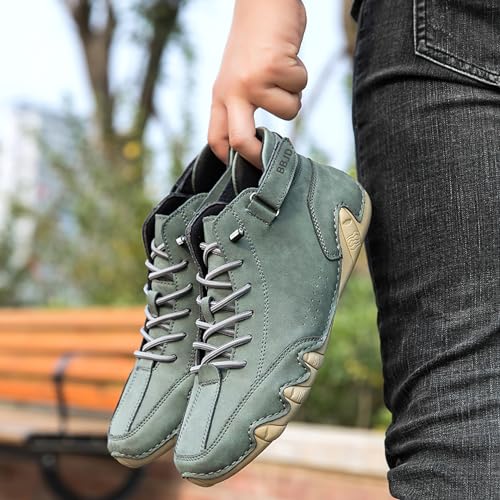 Image of baobeijiadao Men's Beck Shoes Waterproof Non Slip High Top Chukka Boots Handmade Suede Caual Outdoor Sneakers