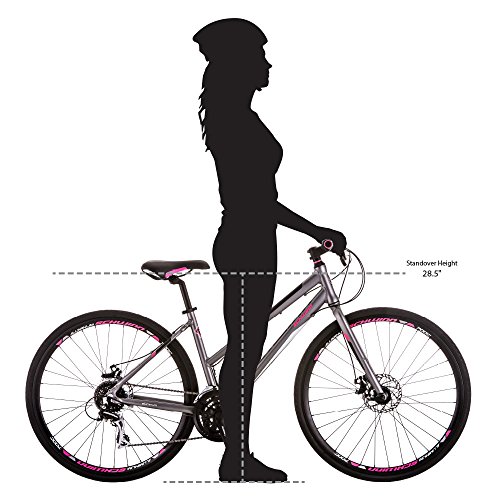 Schwinn Phocus 1500 Flat Bar Sport Fitness Hybrid Bicycle, Featuring 17-Inch/Small Aluminum Step-Through Frame and Mechanical Disc Brakes with Shimano 24-Speed Drivetrain and 700c Wheels, Matte Grey