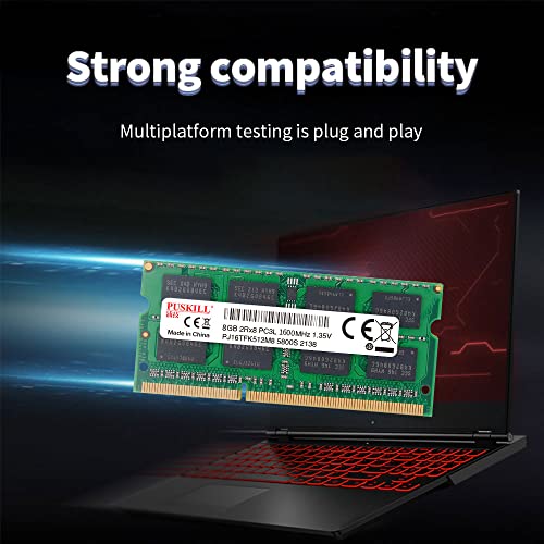 PUSKILL Memória para notebook RAM DDR3 8GB 1600MHZ 1.2V Memória de 8GB
