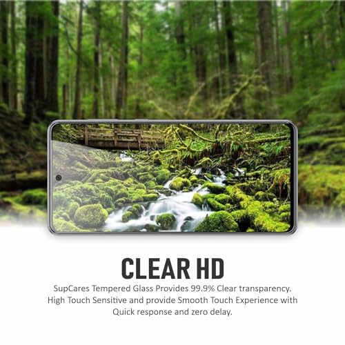 Image of SupCares Tempered Glass for Samsung Galaxy A73 and Galaxy A71 (6.7 Inch) With Installation Kit | Military-Grade Gorilla Screen Protector | Edge to Edge Coverage | Black