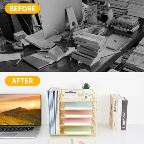 image for LEKETREE Desk Organizers and Accessories, 5-Tier Paper Letter Tray Org