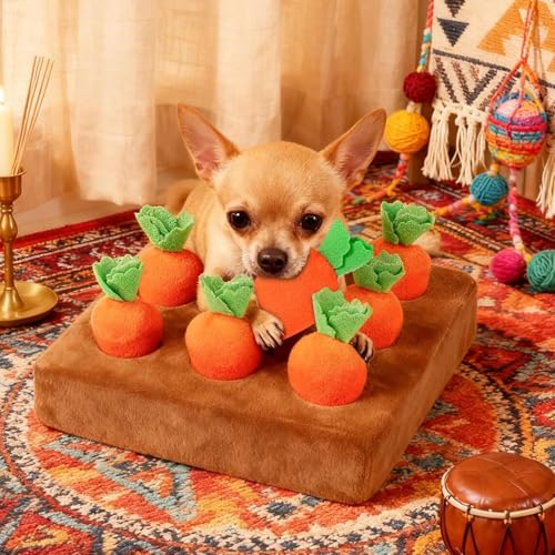 LuGirlre 2026 Sniffing Games Dog | Pets Carrot Puzzle Toy Dog Activity Mat with 9 Pieces Carrot | for Small Medium Large Older Dogs and Kittens Mental Stimulation of Your Dog