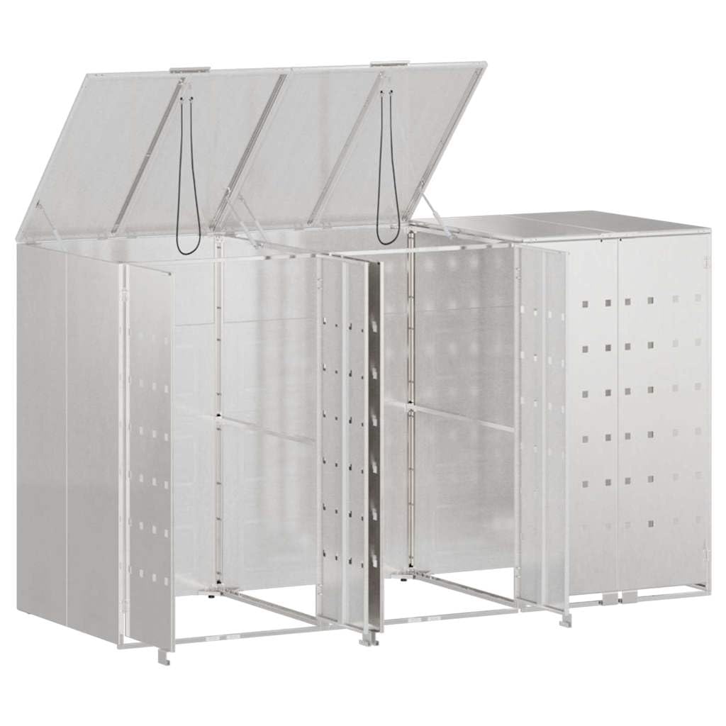 Almacenamiento de Cubos Wheelie para 3 Cubos Plateado,Casa y jardín,Productos del hogar,Accesorios para contenedores de residuos,Soportes para contenedores de residuos,65.1kg-3394789