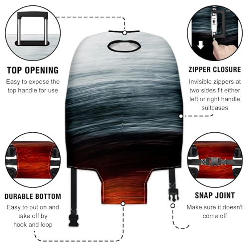 Travel Luggage Cover Suitcase Protector Scratch-Resistant Fit Not Included Suitcase Black White Abstract Painting S-19-21in3