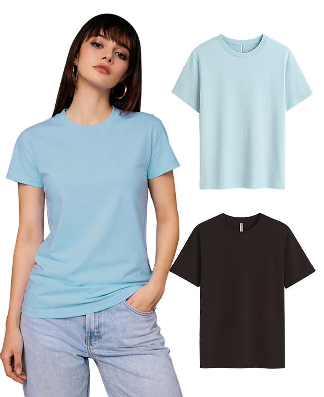 Image of Sleepynuts Women's Plain Round Neck Regular Fit Half Sleeve Cotton T Shirt
