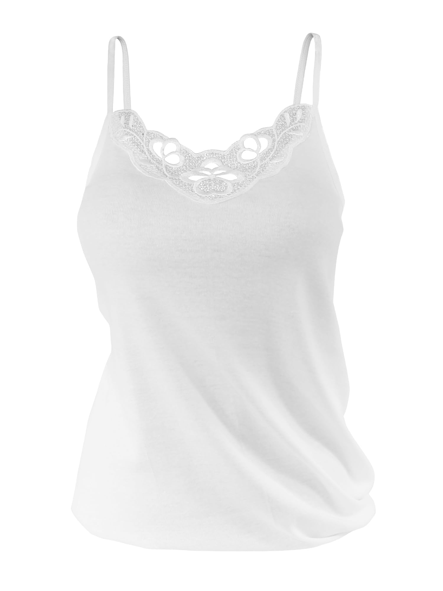 4 Piezas Camiseta Interior con Encaje, 100% Algodòn