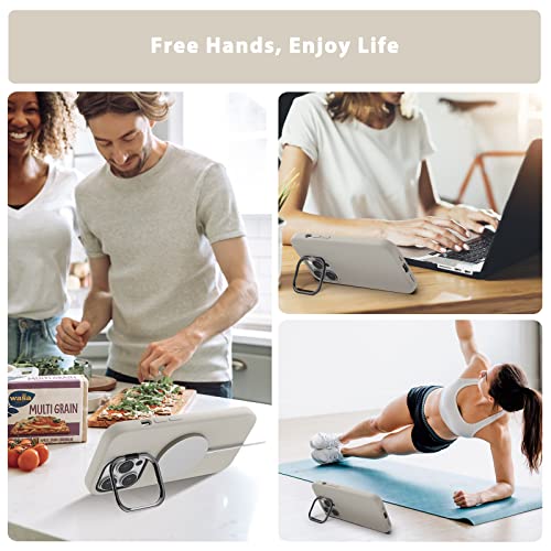 Inbeage Silicone Stand Case For Iphone 14 Pro Max Case,With Screen Protector+Camera Lens Protector,[Built-In Nfc Chip] [Compatible With Magsafe] Shockproof Drop Protection,Kickstand Cover,6.7"(Stone) #TOP6