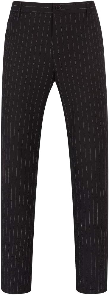 Mens 3 Piece Suit Formal Pinstripe Slim Fit Notched Lapel Dress Blazer Vest Trousers Set - Image 5