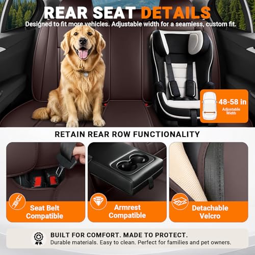 Image of Car Seat Cover for Chevrolet Trax Seat Covers 2015-2025, Nappa Leather Waterproof Seat Covers for Cars, Airbag Compatible, Automotive Car Seat Covers Full Set(5 Seats /Coffee)