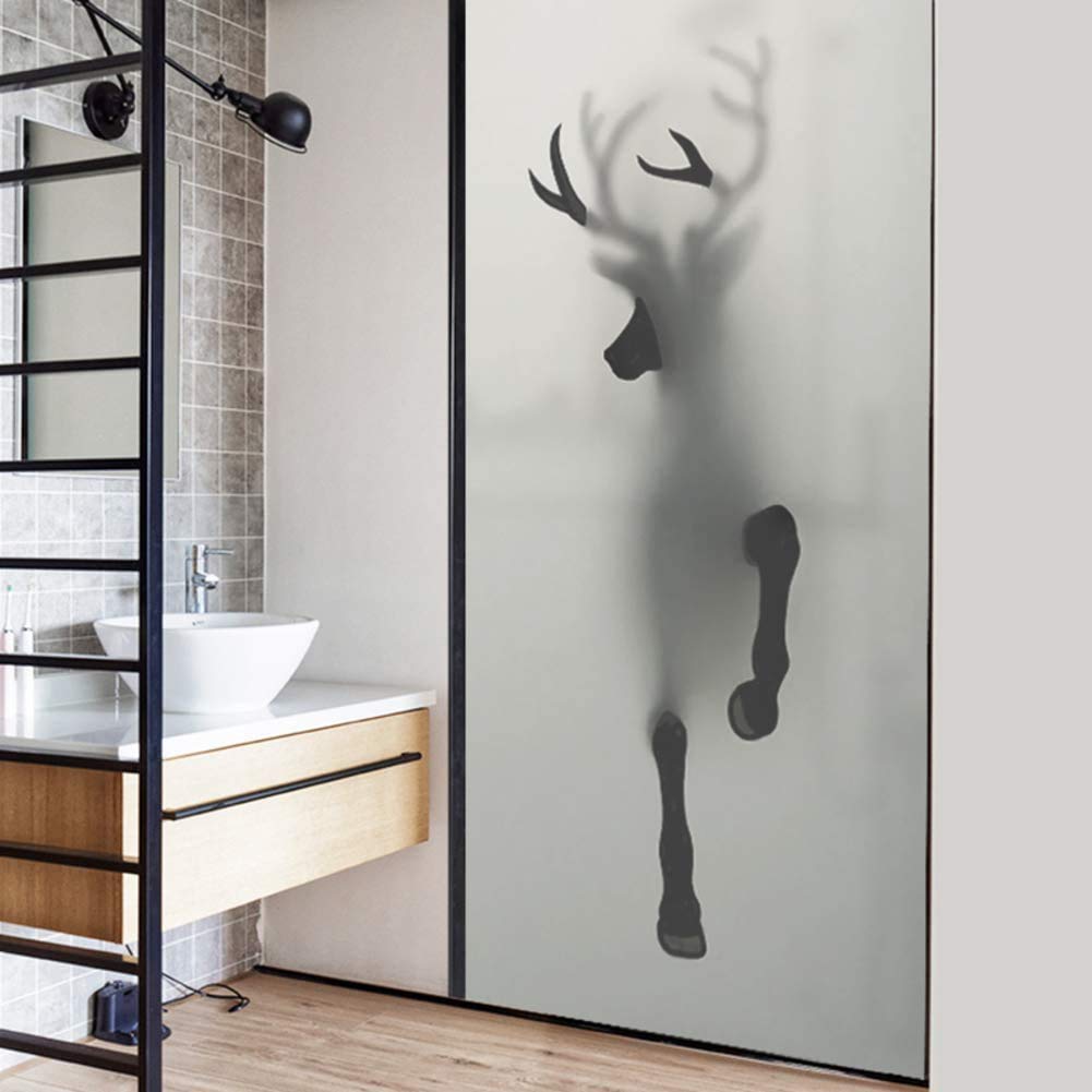 Keine-kleber Sichtschutzfoli,Hirsch Fensterfolie Bad,Dekofolie | statische,Einfache entfernung Wiederverwendbar , Nein Formaldehyd,A,100cm*200cm