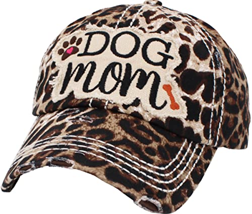 Image of KBETHOS Dog Cat Mom Dad Theme Womens Baseball Cap Distressed Vintage Unconstructed Embroidered Patch Hat