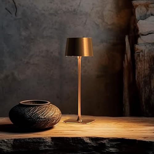 Artilo AT23001-C Battery Operated Lights,Cordless Table Lamp,Portable Dimmable Small Desk Lamp,Stepless Dimming Rechargeable Lamp For Couple Dinner/Restaurant/Outdoor Camping/Bedroom,Touch Switch,Copper thumb #3