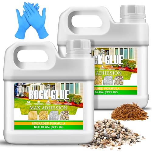 Image of Rocks Glue for Landscaping, 0.5 Gallon Mulch Glue, Fast-Drying Adhesive for Rock, Gravel & Mulch, Non-Toxic, Long-Lasting Stabilizer for Pine Straw, Pebbles & Weed Barrier, Strong Spray for Outdoor