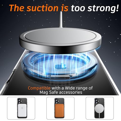 Image of Diverbox for iPhone 16 Case Clear [Compatible with MagSafe] [with Screen Protector + Camera Lens Protection ] with Magnetic Ring Kickstand Phone case for iPhone 16 (Clear Magnetic Ring)