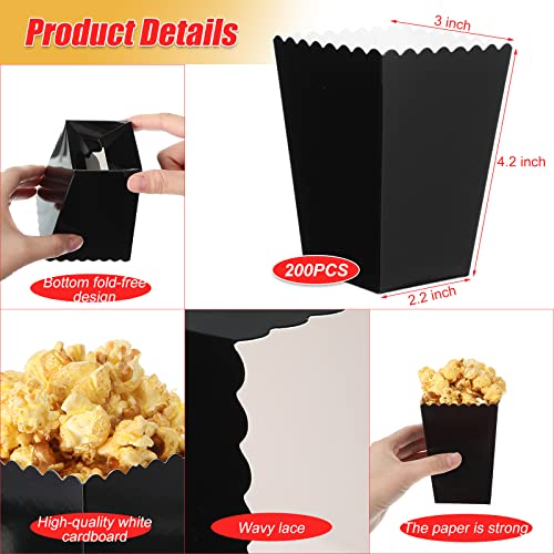 Image of Jetec 450 Pcs Popcorn Boxes Mini Paper Popcorn Box Cardboard Popcorn Container for Party Black Popcorn Holder Disposable Candy Popcorn Bags for Birthday Wedding Decoration, 2.36 x 2.99 x 4.17 Inches