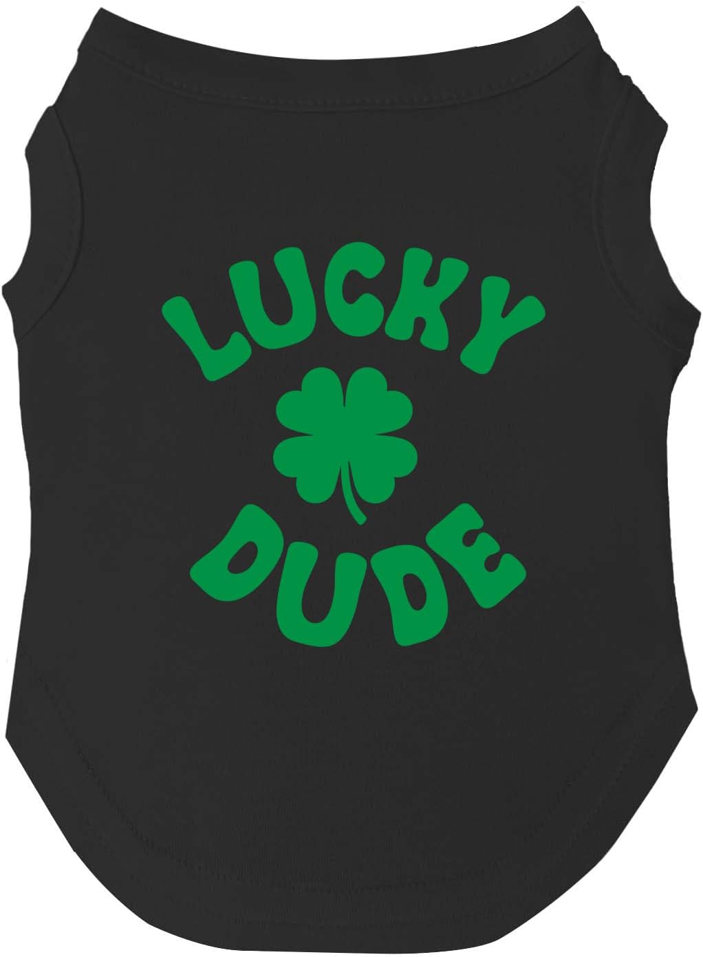 Lucky Dude Dog Tee Shirt | Sleeveless Breeds | St. Patrick's Day | Lucky | Shamrock | Irish Holiday |Black, 2X-Large 1207
