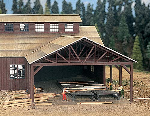 Walthers Cornerstone N Scale Model 174 Brown Scale Mountain Lumber Chevron Sawmill - Kit, (933-3236), Small