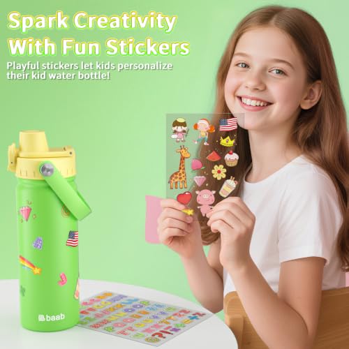 Image of baab 18oz Kids Insulated Water Bottle 18 /8 Stainless Steel Kids Cup 2 Pack
