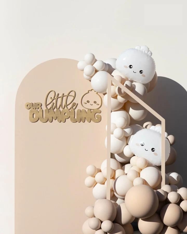 PopFestCo pierogowy balon na baby shower, dekoracja urodzinowa pierogów, kawaii bao kok impreza, mały łuk balonowy, azjatycki baby shower dekoracja