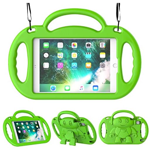 TIRIN Kids Case for iPad Mini 1/2/3/4/5,iPad Mini Kids Case - Shock Proof Smart Handle Stand Kids Case with Shoulder Strap for iPad Mini,iPad Mini 2nd,3rd,4th Gen,iPad Mini 5th Gen 2019, Green