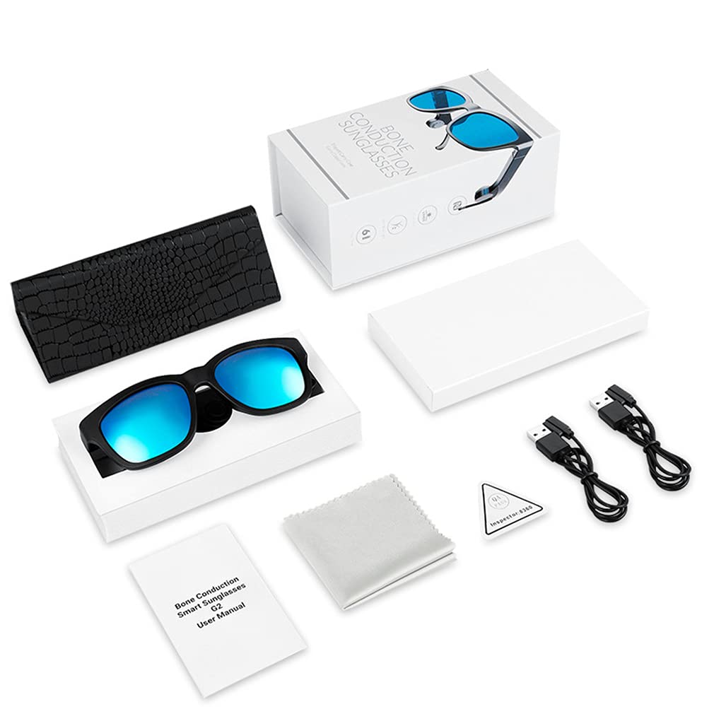 Occhiali da Conduzione Ossea Bluetooth 5.0 Occhiali Audio Intelligenti Auricolari Aperti per Uomo E Donne, Collegare Telefoni Cellulari E Tablet, IP55 Impermeabile