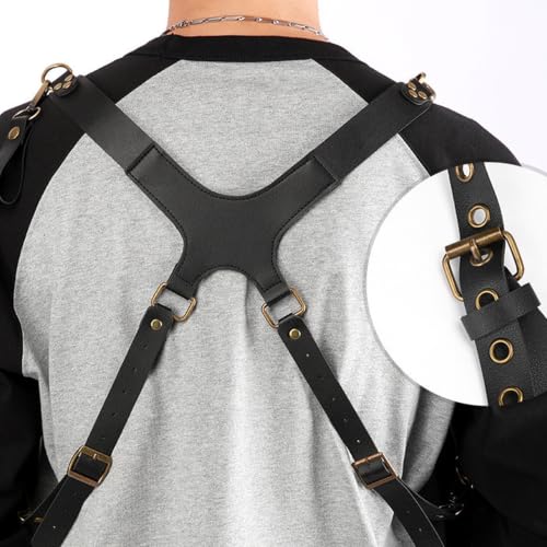 Bolso de hombre en piel tipo chaleco ajustable con doble hombrera para llevar bajo la axila 4