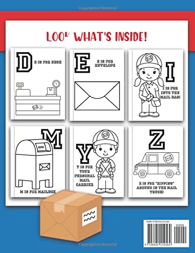 S is for Stamp : Post Office ABC Coloring Book: Color Post Office-Themed Words for Each Letter of the Alphabet. Simple and Fun Letter Workbook ... Envelopes, Mailboxes, Mail Truck, and More! image 3