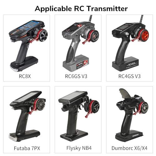 Radiolink Alloy Steering Wheel Trigger RC One-Handed Control Accessory Adapter for Radiolink RC8X RC4GS RC6GS/Flysky GT5/NB4/Pro/GT3B/Futaba 7PX/Dumborc X6/X4/DDF-350 and More (Red)