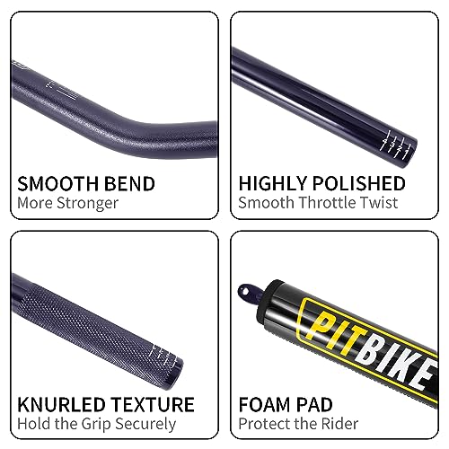 Image of Motorcycle Handlebars 7 /8 Inch,RUTU Universal Dirt Bike Handle Bar with Crossbar Pad Low-Rise Drag Bar for Motocross ATV Quad-Titanium