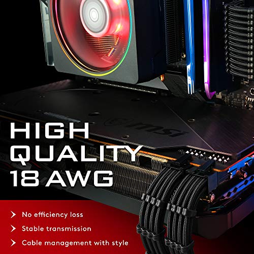 Manicotto prolunga cavo PSU personalizzato Mod GPU alimentatore PC morbido nylon intrecciato con kit pettine 24PIN/3x 8PIN a 6+2pin/2X 8PIN a 4+4PIN-300MM/11,8 pollici - Nero - Alimentatore - Immagine 1