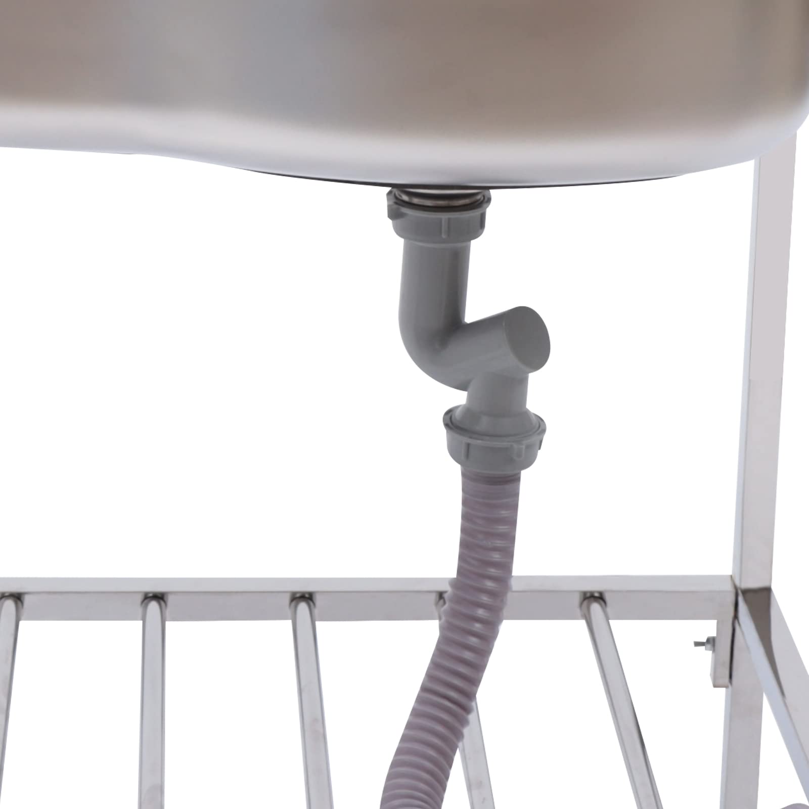 Fregadero independiente con soporte de pedal, capacidad de peso de 60 kg, 60 x 45 cm, fregadero de cocina de acero inoxidable 304, grifo de agua caliente y fría giratorio 360°, completo con lavabo y