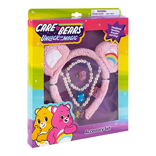 LUV HER CareBears Headbands for Girls - Kids Jewelry for Girls - Dress Up Set All in one Giftable Box - Headband - Play Jewelry Set - 4pc (Toddler Headband, Necklace, Dress Up Bracelet, Ring) Ages 3+