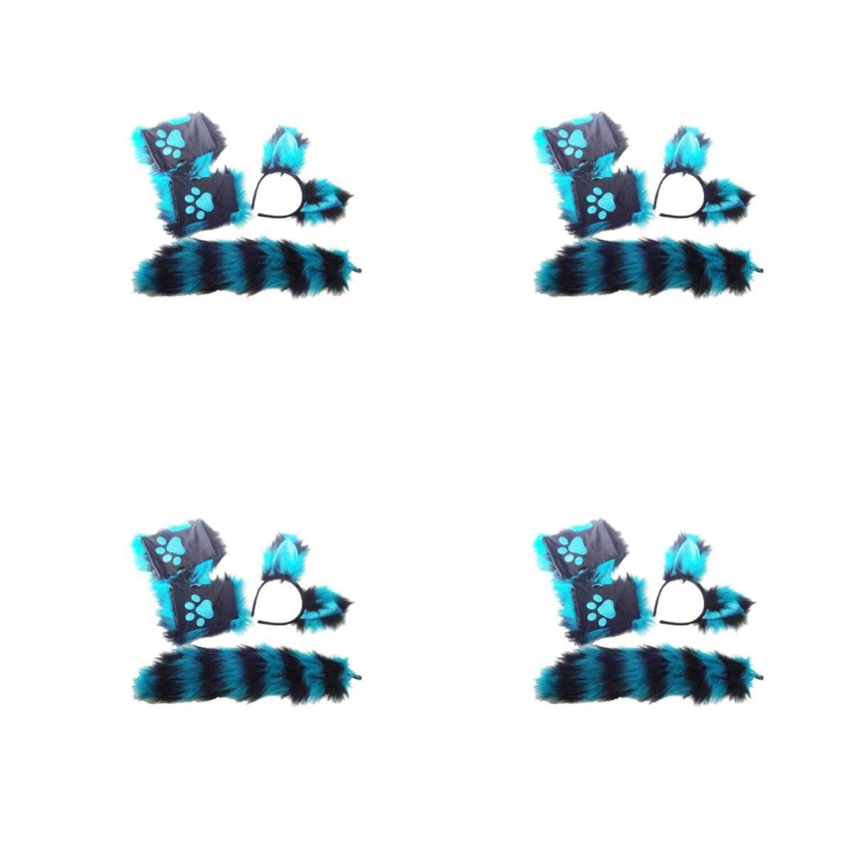 TOPBATHY 4 Juegos Diadema de Animal Peludo Azul de Felpa para Cosplay de