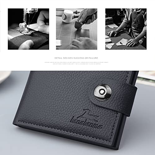 Image of Slim Wallet for Men with Coin Purse, Minimalist Wallet with Zipper, Bifold Mens Wallets with Credit Card Holder, PU Leather Men's Wallet with Money Clip, Carteras Para Hombres (BUCKLE BLACK)