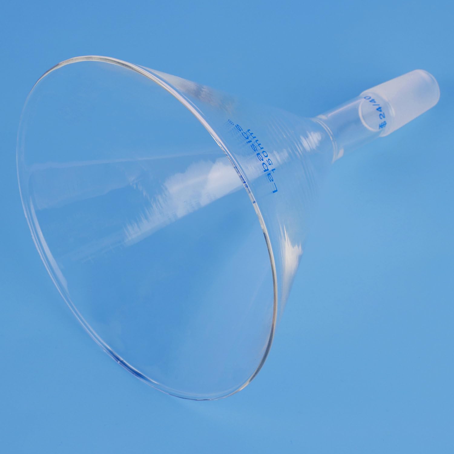 Labasics Entonnoir à Poudre en Verre Borosilicaté, Tige Courte, Diamètre Extérieur 150 mm, Joint 24/40, Transparent