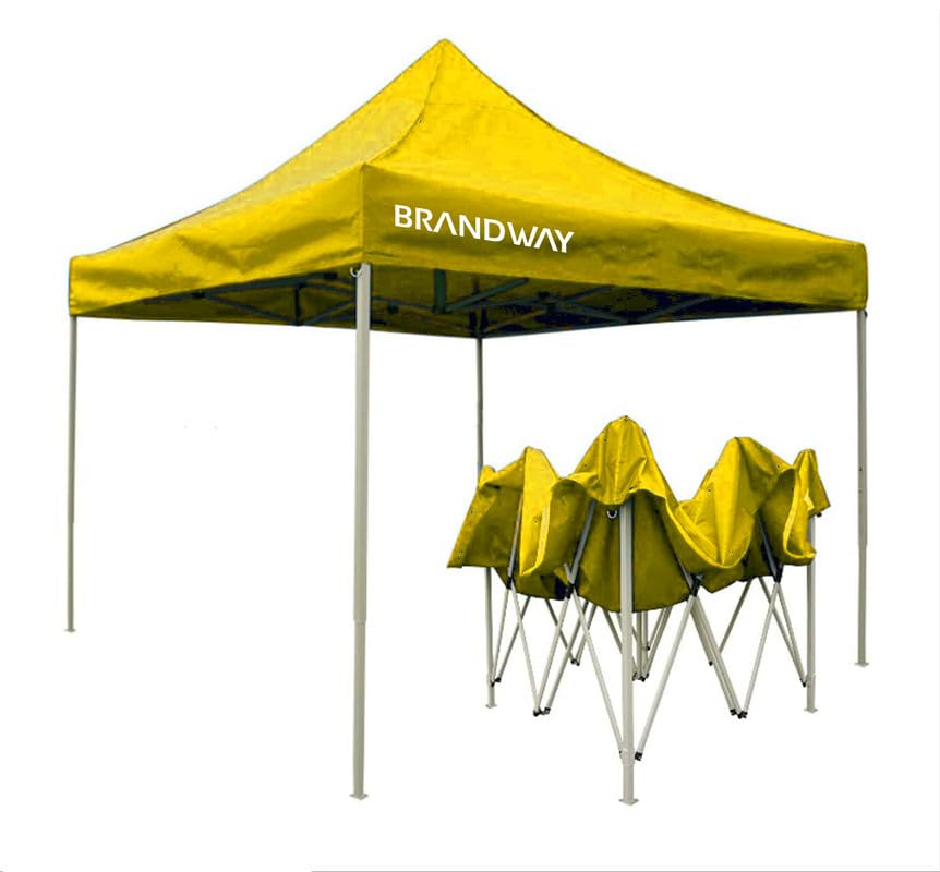 Image of Gazebo Tent Portable Popup Foldable Canopy 10x10 Ft Shelter for Event, Advertisement, Promotion, Exhibition Stall, Waterproof Outdoor Gazebo Tent, Heavy Duty Frame (Yellow, 10 x 10 Ft)