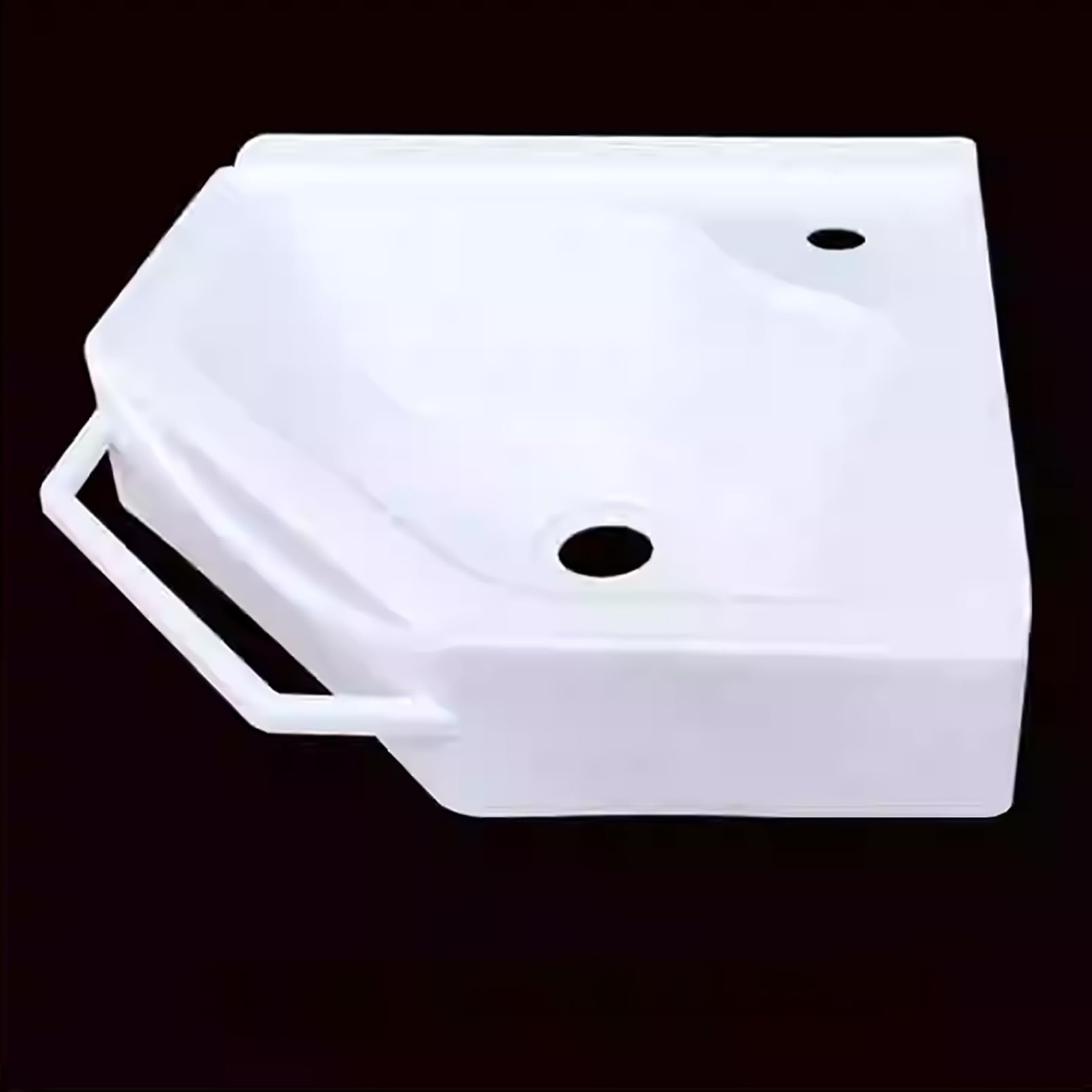 Fregadero esquinero de pared de 38 x 20 x 10 cm, de plástico, color blanco, para invitados, baño, camping, jardín, sótano, construcción, fregadero compacto para lavar a mano