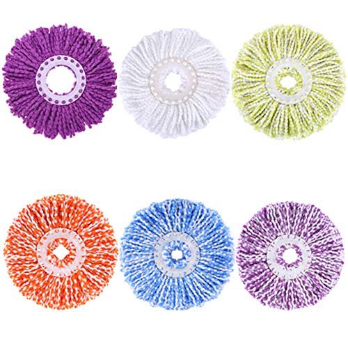 Yoqxhy 6 Pack Spin Mop Replacement Heads [6.3 Inch,Round Shape] Easywring Microfiber Mop Refills For Easy Cleaning 360 Degrees Spin Mop,(6 Colors) #TOP26