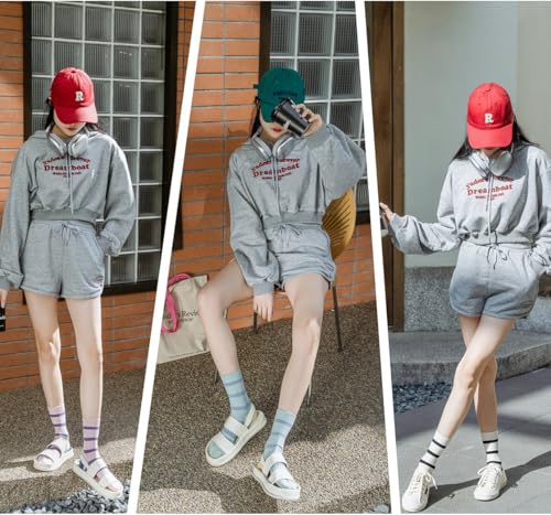 Image of 5 /10 Pairs Retro Style Colorful Striped Socks, Cute Athletic Crew socks for Women
