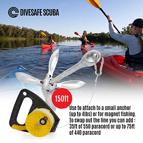 Divesafe Scuba Diving Reel With Thumb Stopper And High Visibility White Line (150Ft' , 270Ft') - For Cave And Wreck Exploration, Recreational Diving And Spear Fishing (150Ft) #TOP2