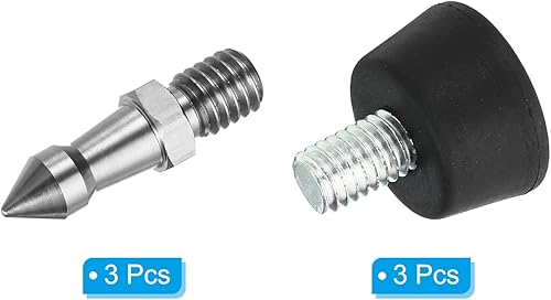 Miniatura 3 de PATIKIL Estaca de trípode de rosca de 14 de pulgada y pies de trípode de goma, 3 juegos de trípode de cámara adaptador de montaje en tierra para