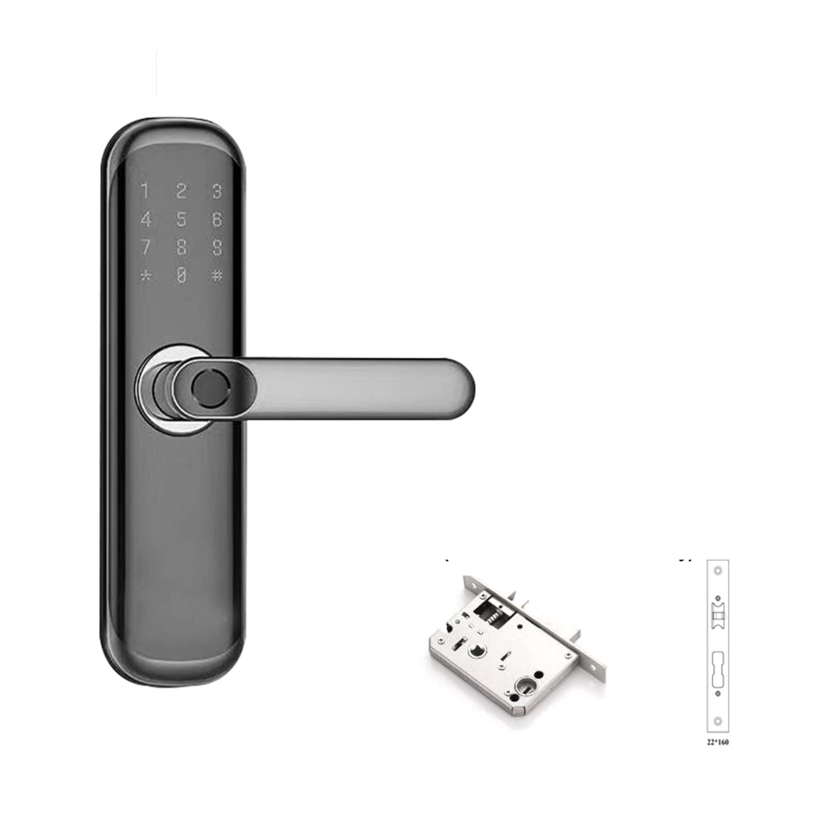 Cerradura Inteligente Huella digital biométrica Teclado Código de entrada sin llave Cerradura puerta inteligente con manija(Kit7)