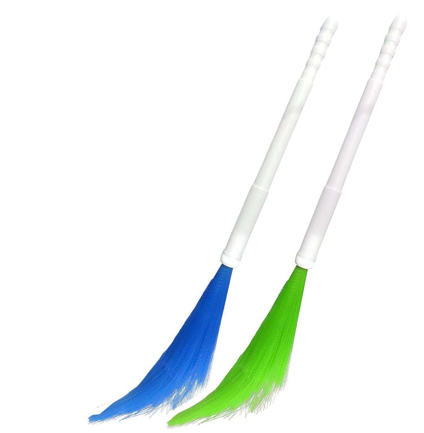 Plastic Wet and Dry Broom/Jhadu, Ideal for Floor Cleaning - Adjustable, Folding, Traveling Broom 39" (Pack of 2) (Blue, Green)-image-1