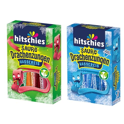 HEART FOR CARDS Hitschies Saure Drachenzungen Wassereis Set 1x Klassisch + 1x Blau 2x 400?ml Fruchtig frech & extra sauer Einfrieren & genießen
