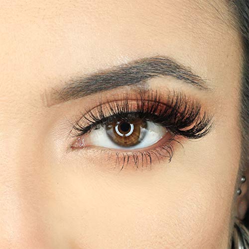 Lunamoon 3D Mink False Eyelashes Siberian Mink Fur Long Thick Hand-made Reusable Eyelashes Natural Look for Women’s Makeup 1 Pair Pack (Flora)