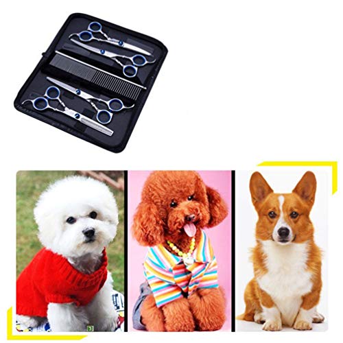 UKCOCO Kit de Tesoura para Tosa para Cães 5 Em 1 Tesoura para Tosa para Animais de Estimação Conjunt